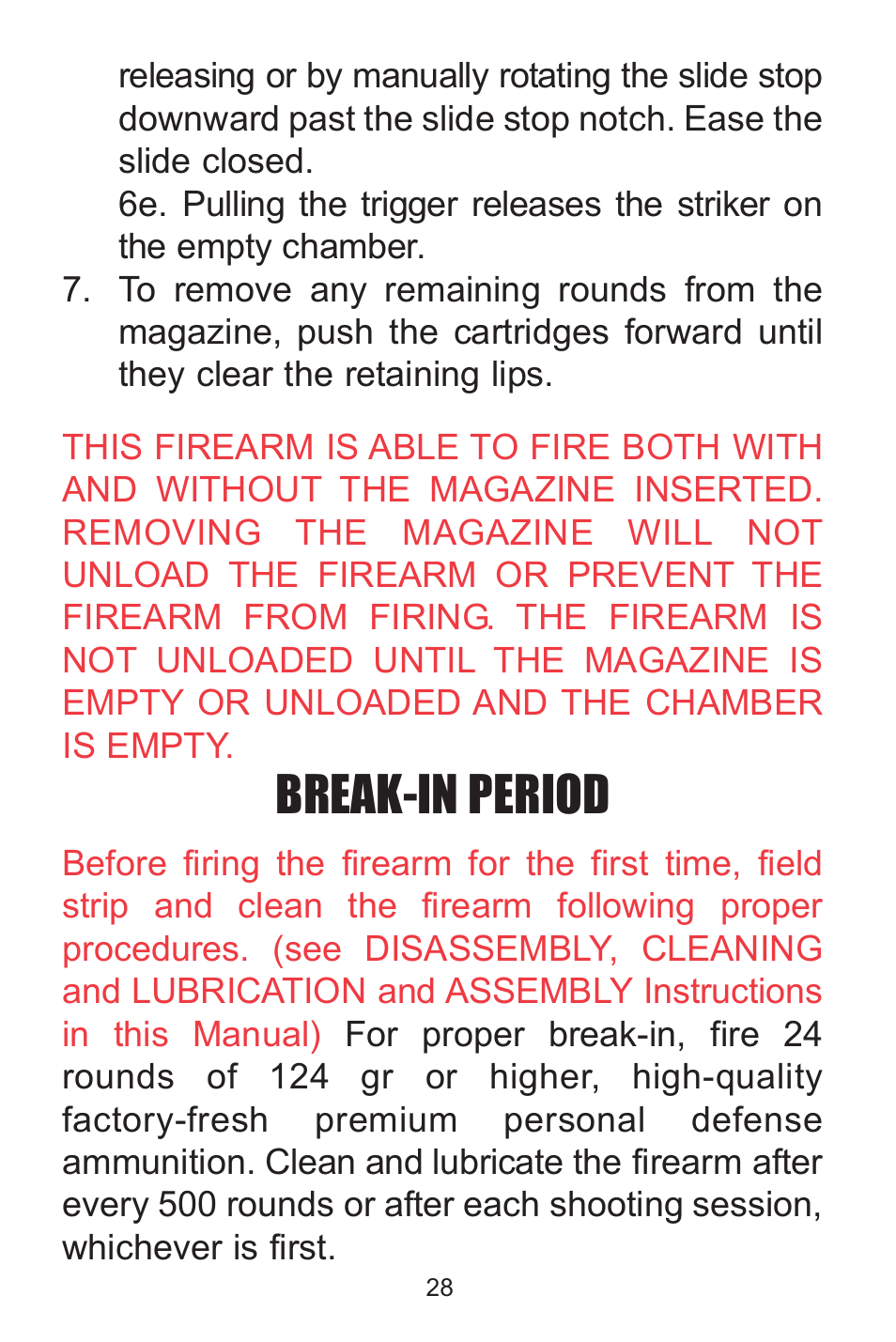 Break-in period | Kimber Solo User Manual | Page 28 / 48