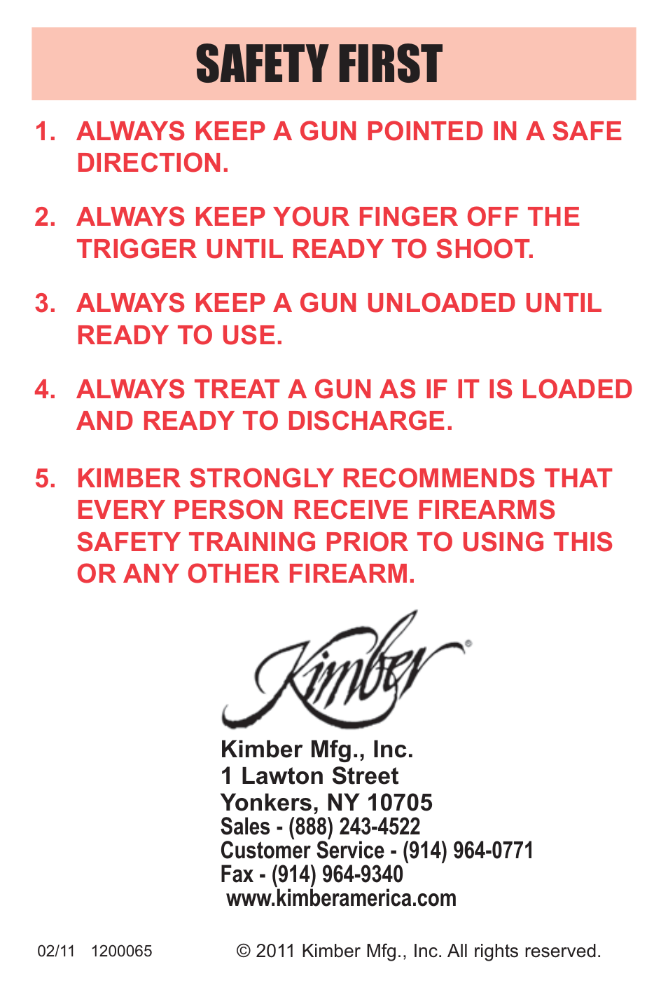 Safety first | Kimber Solo User Manual | Page 48 / 48