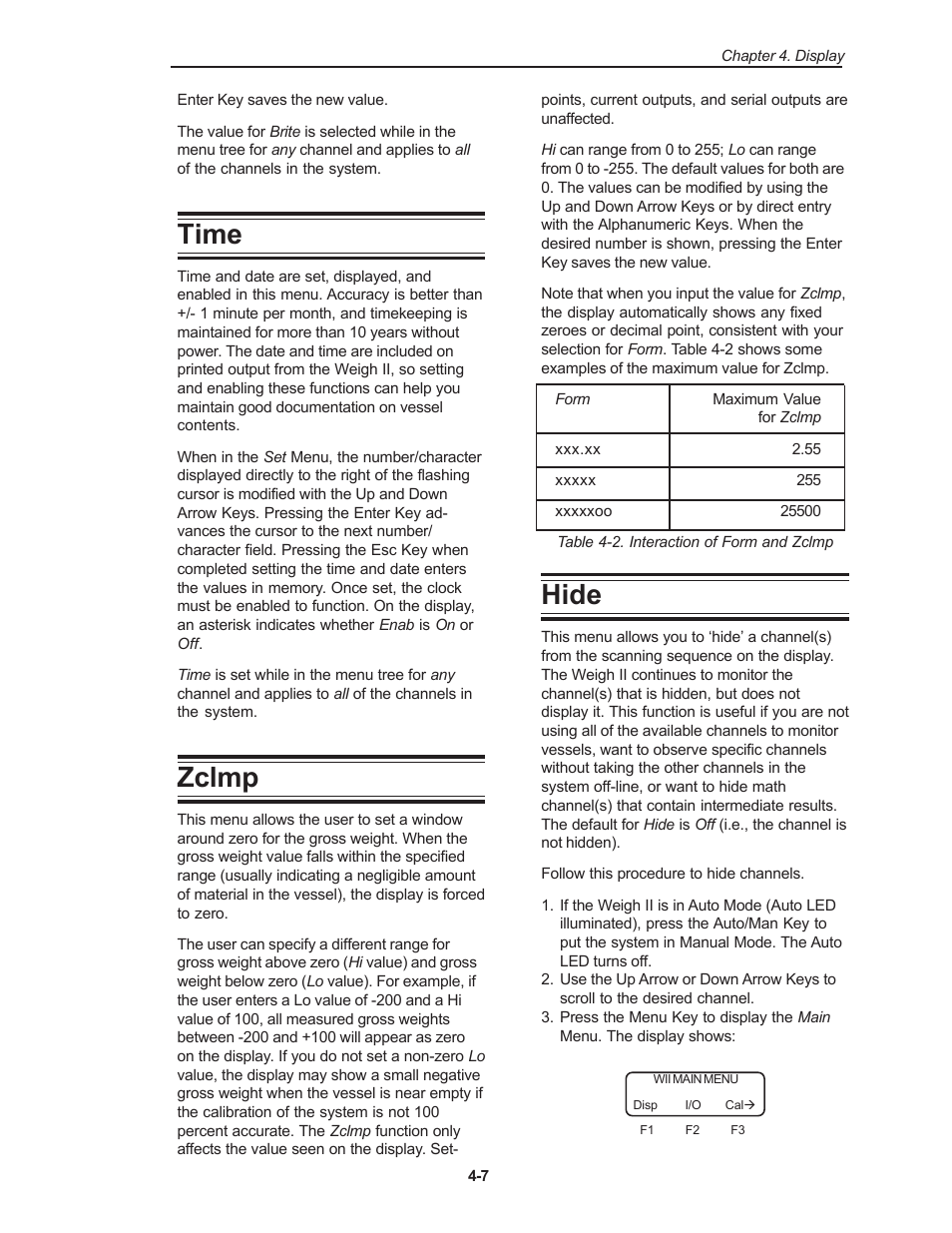 Time, Zclmp, Hide | Kistler-Morse KM Weigh II User Manual | Page 27 / 120