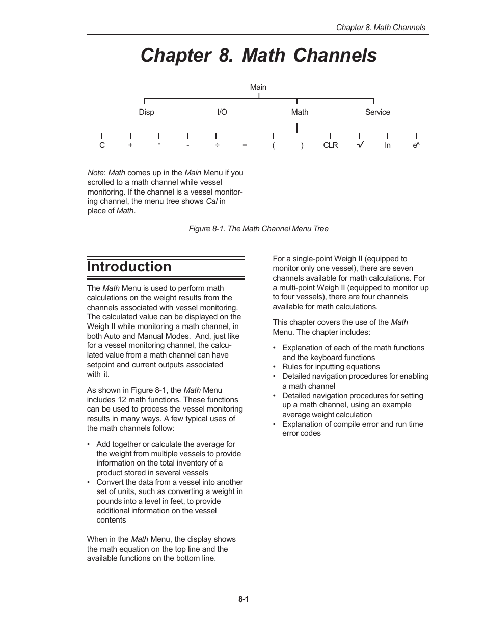 Chapter 8. math channels, Introduction | Kistler-Morse KM Weigh II User Manual | Page 61 / 120