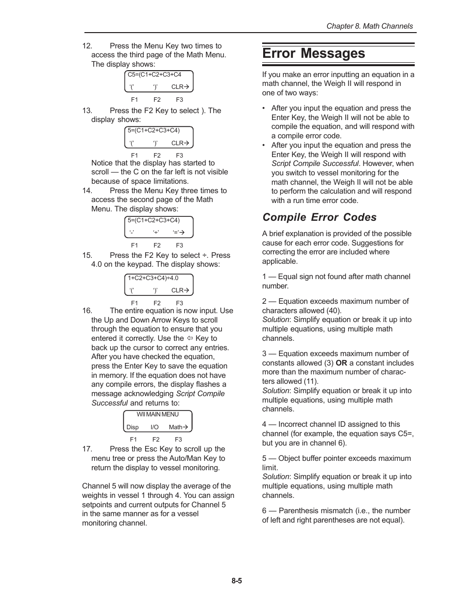 Error messages, Compile error codes | Kistler-Morse KM Weigh II User Manual | Page 65 / 120