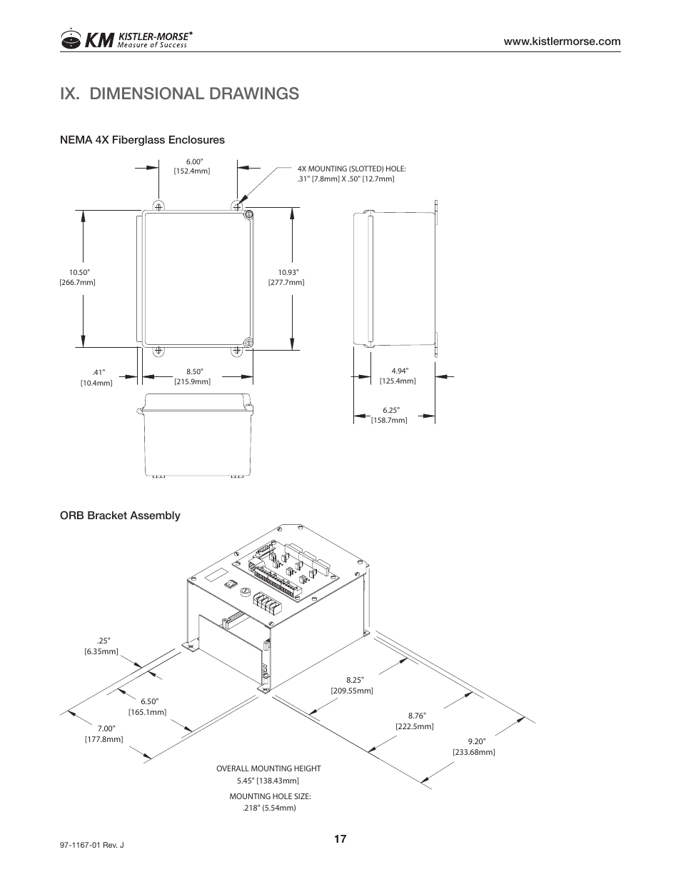 Ix. dimensional drawings | Kistler-Morse KM ORB User Manual | Page 21 / 24
