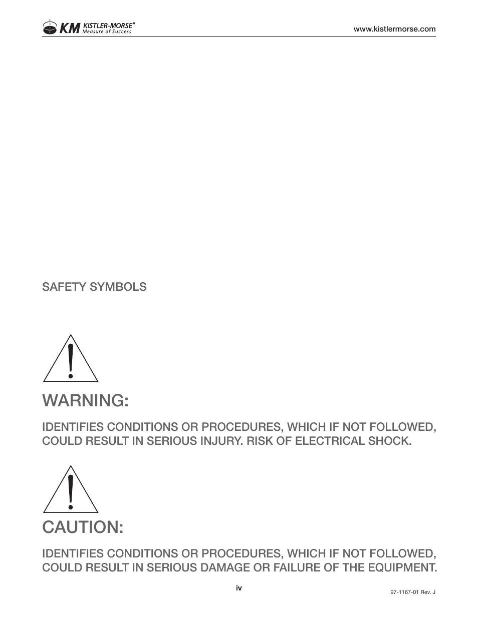 Warning, Caution | Kistler-Morse KM ORB User Manual | Page 4 / 24