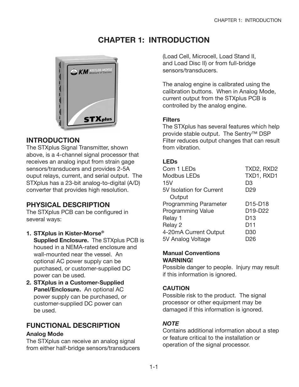 Chapter 1: introduction | Kistler-Morse KM STXPlus User Manual | Page 5 / 76