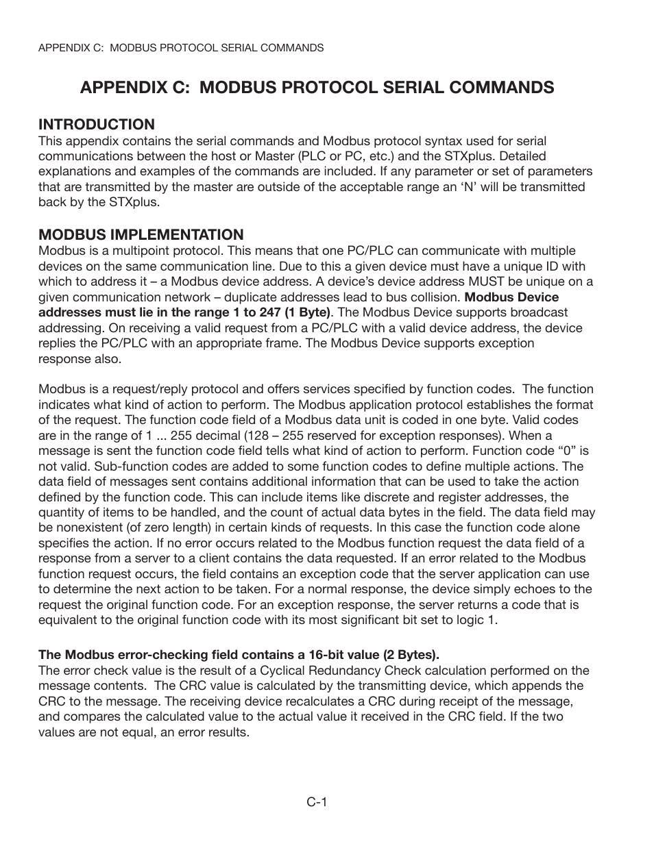 Appendix c: modbus protocol serial commands | Kistler-Morse KM STXPlus User Manual | Page 54 / 76