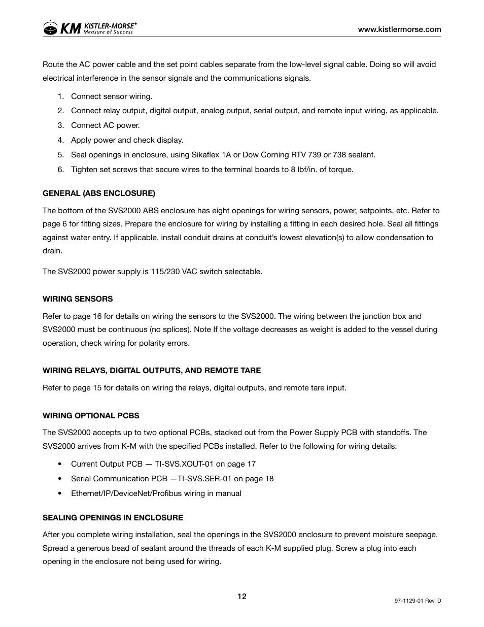 Kistler-Morse KM SVS2000 User Manual | Page 16 / 89