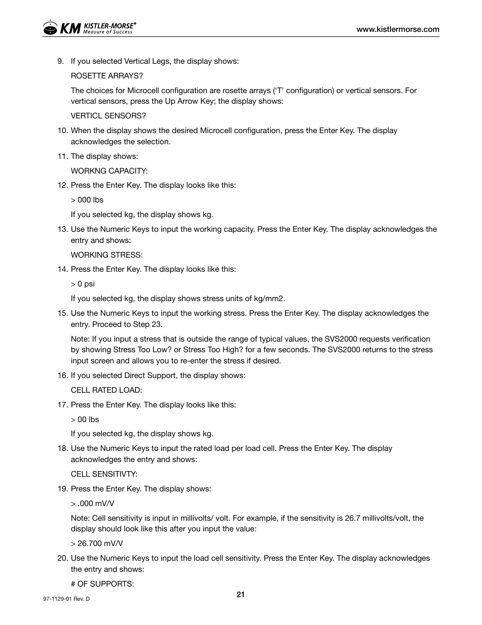Kistler-Morse KM SVS2000 User Manual | Page 25 / 89