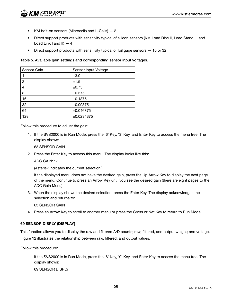 Kistler-Morse KM SVS2000 User Manual | Page 62 / 89