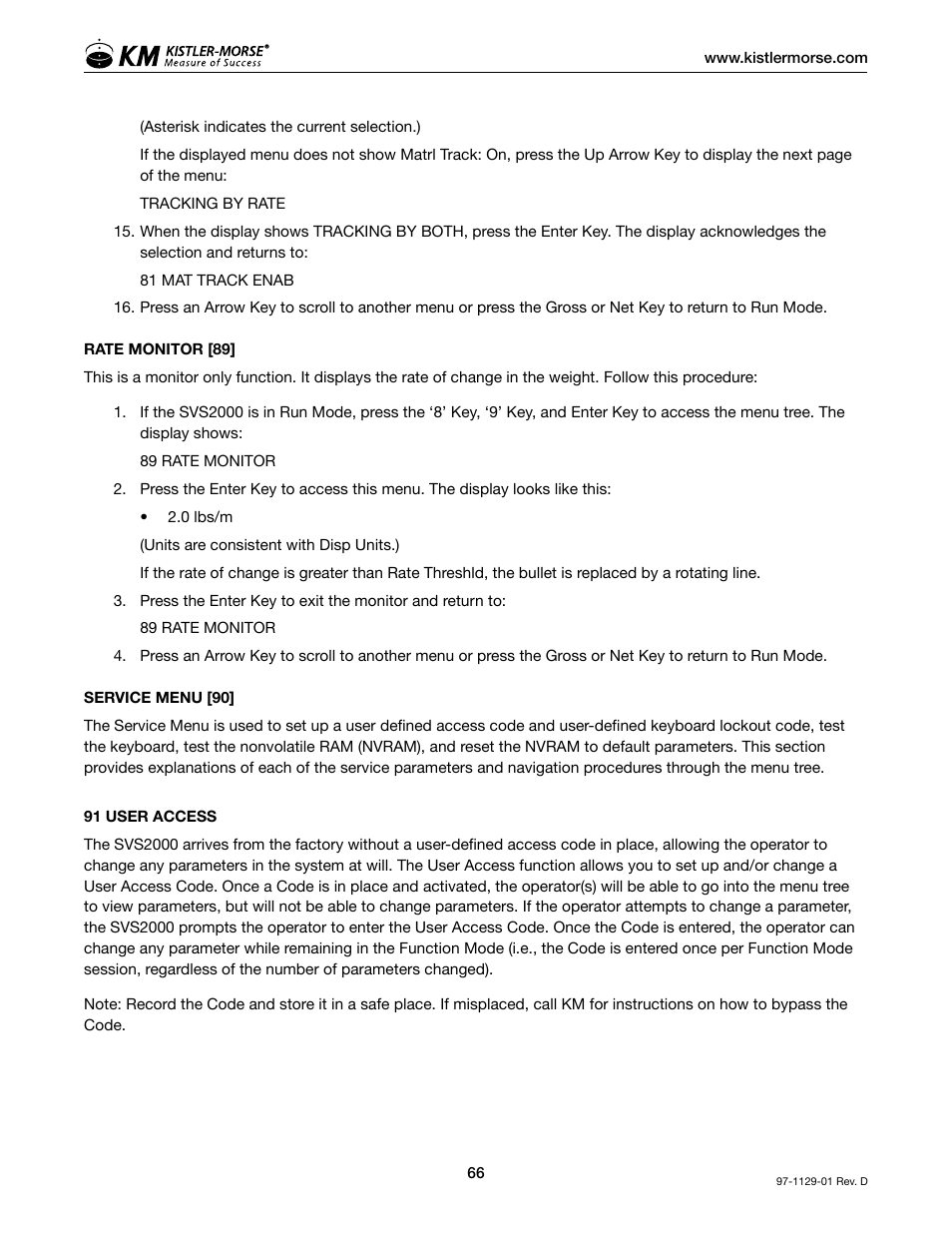 Kistler-Morse KM SVS2000 User Manual | Page 70 / 89