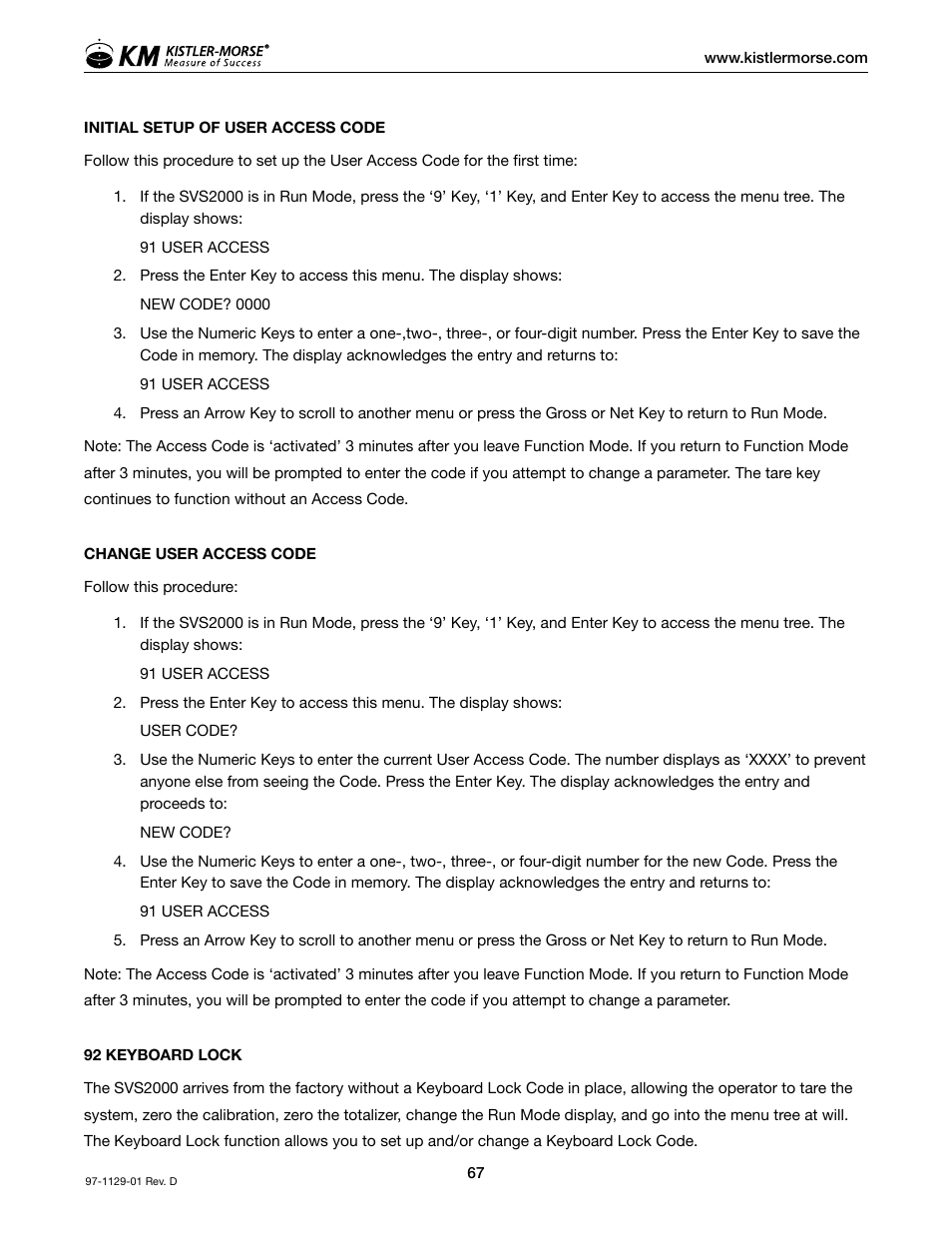 Kistler-Morse KM SVS2000 User Manual | Page 71 / 89