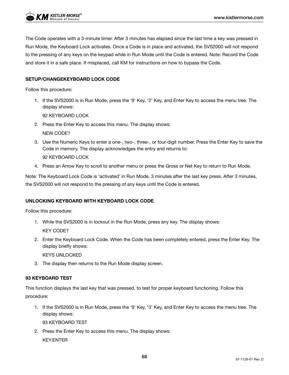 Kistler-Morse KM SVS2000 User Manual | Page 72 / 89