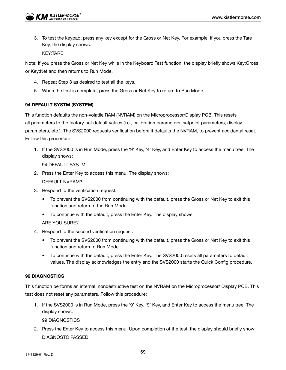 Kistler-Morse KM SVS2000 User Manual | Page 73 / 89