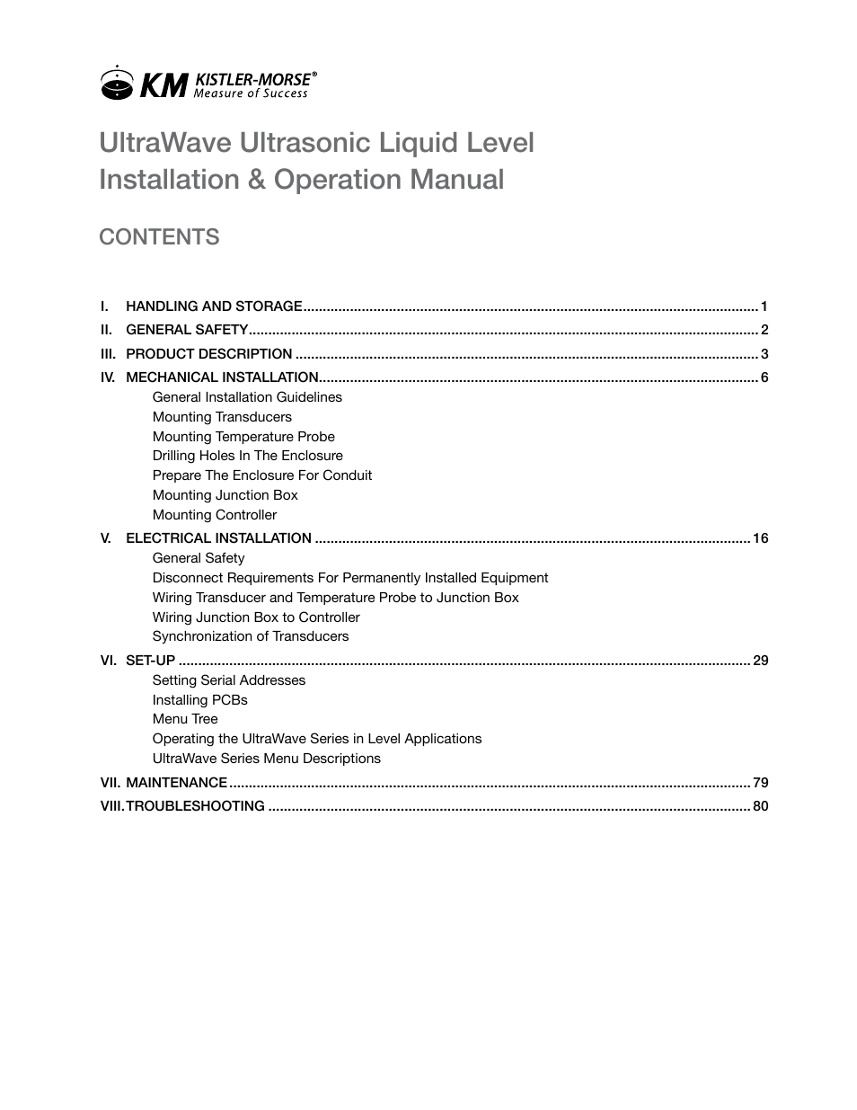 Kistler-Morse KM ultrawave User Manual | Page 3 / 96
