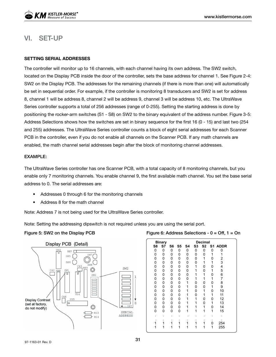Vi. set-up | Kistler-Morse KM ultrawave User Manual | Page 35 / 96