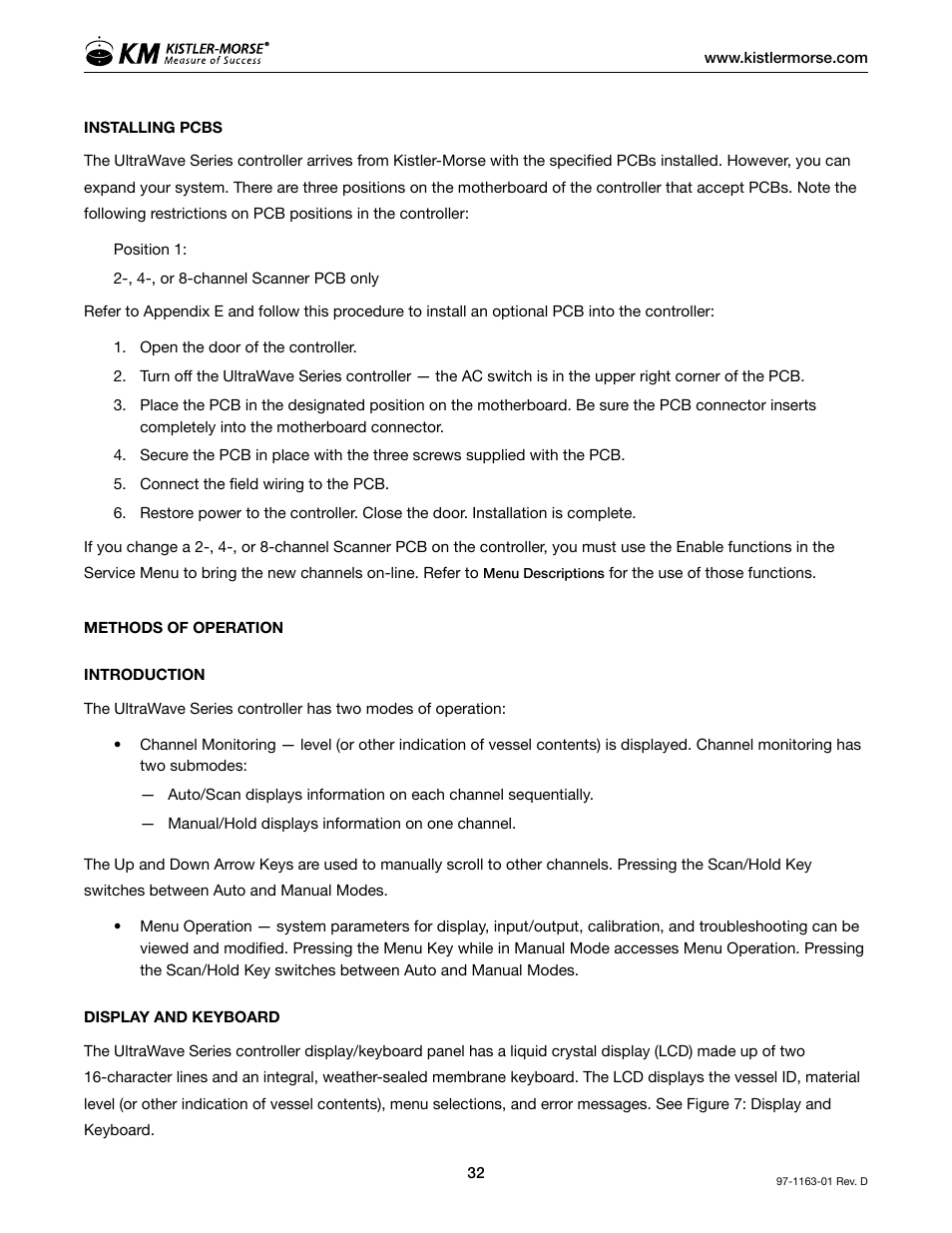 Kistler-Morse KM ultrawave User Manual | Page 36 / 96