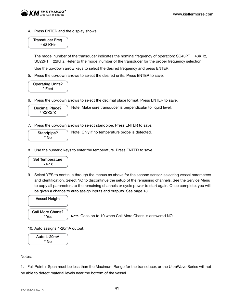 Kistler-Morse KM ultrawave User Manual | Page 45 / 96