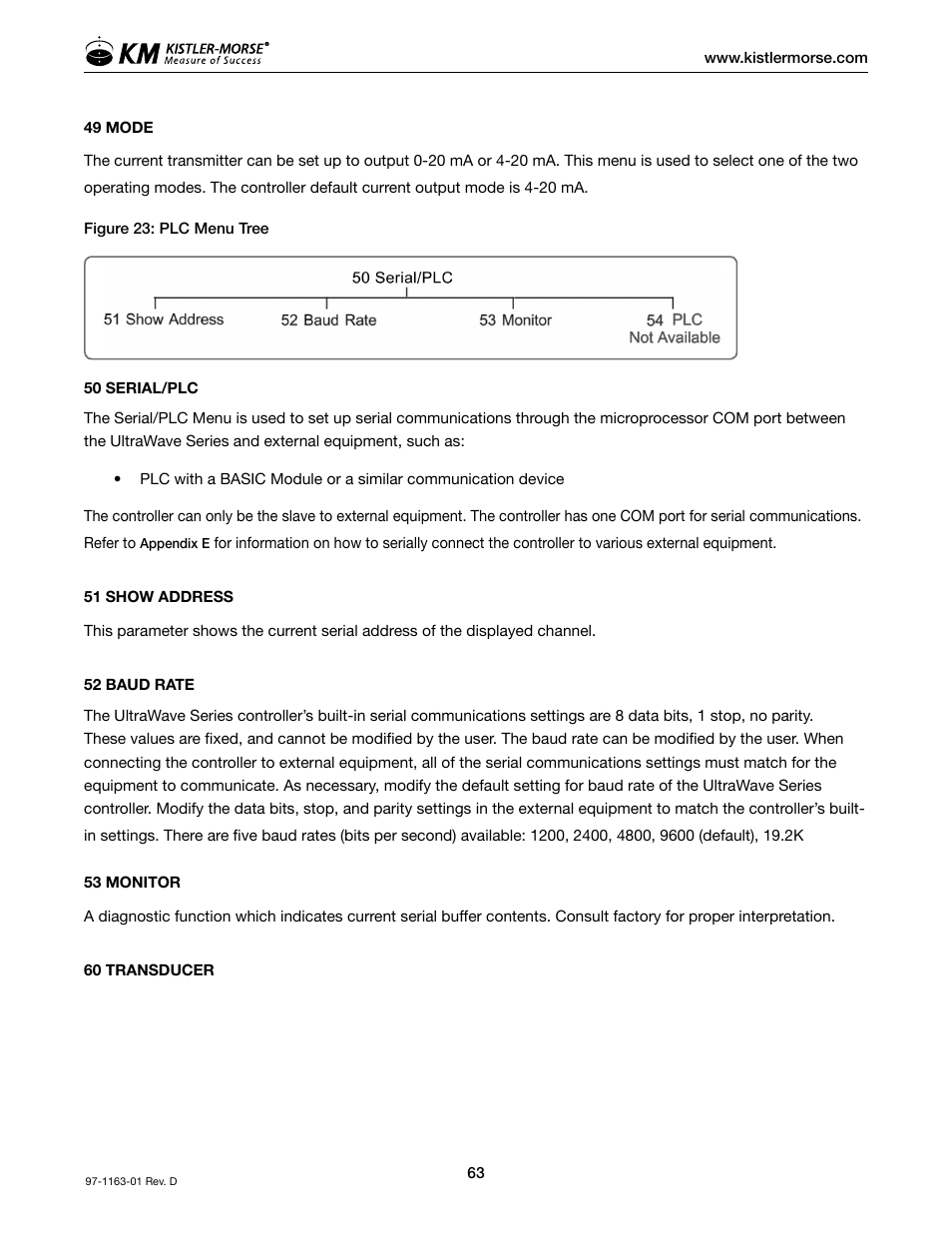 Kistler-Morse KM ultrawave User Manual | Page 67 / 96
