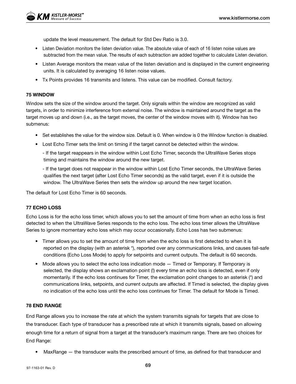 Kistler-Morse KM ultrawave User Manual | Page 73 / 96