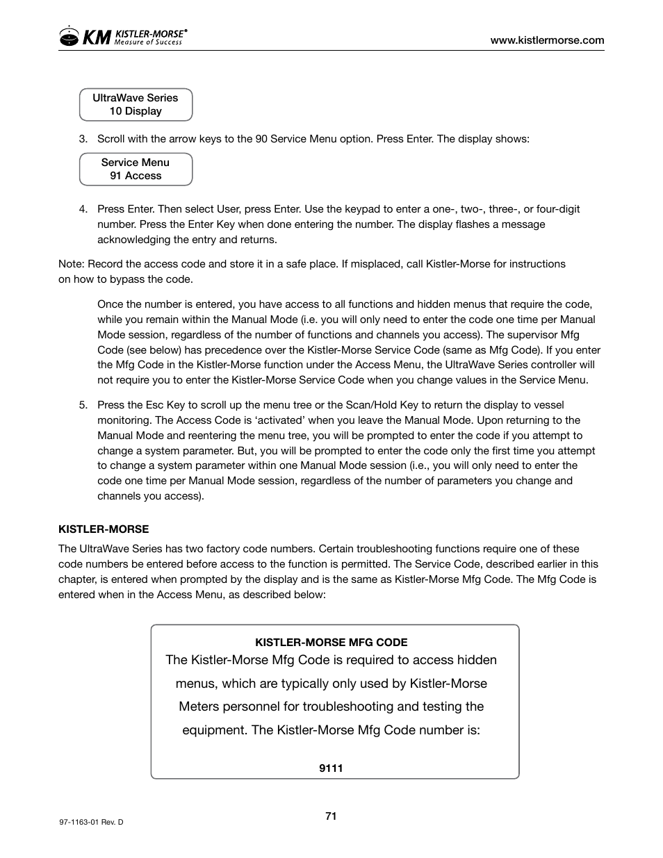 Kistler-Morse KM ultrawave User Manual | Page 75 / 96