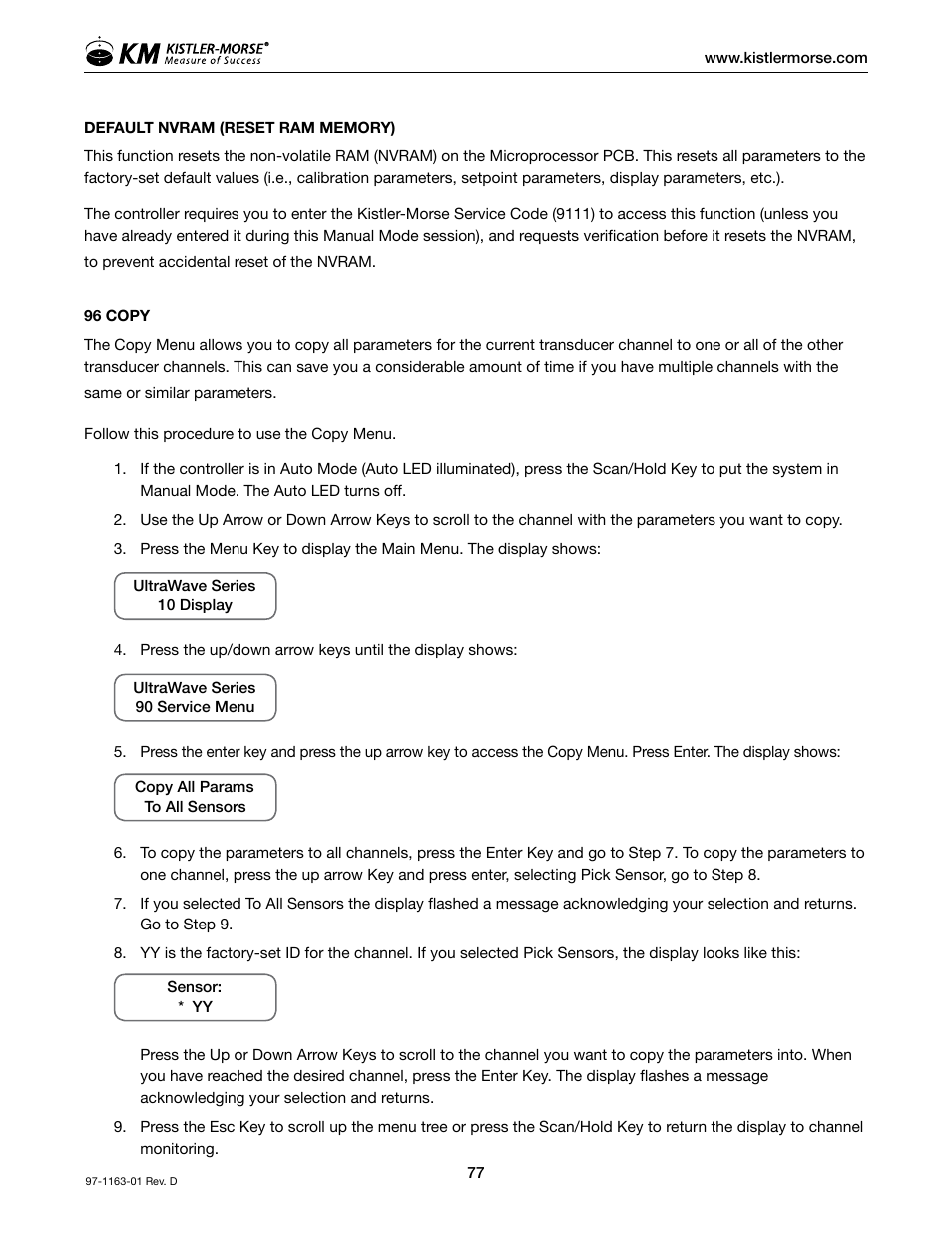 Kistler-Morse KM ultrawave User Manual | Page 81 / 96