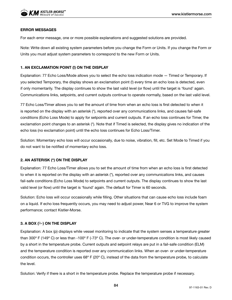 Kistler-Morse KM ultrawave User Manual | Page 88 / 96