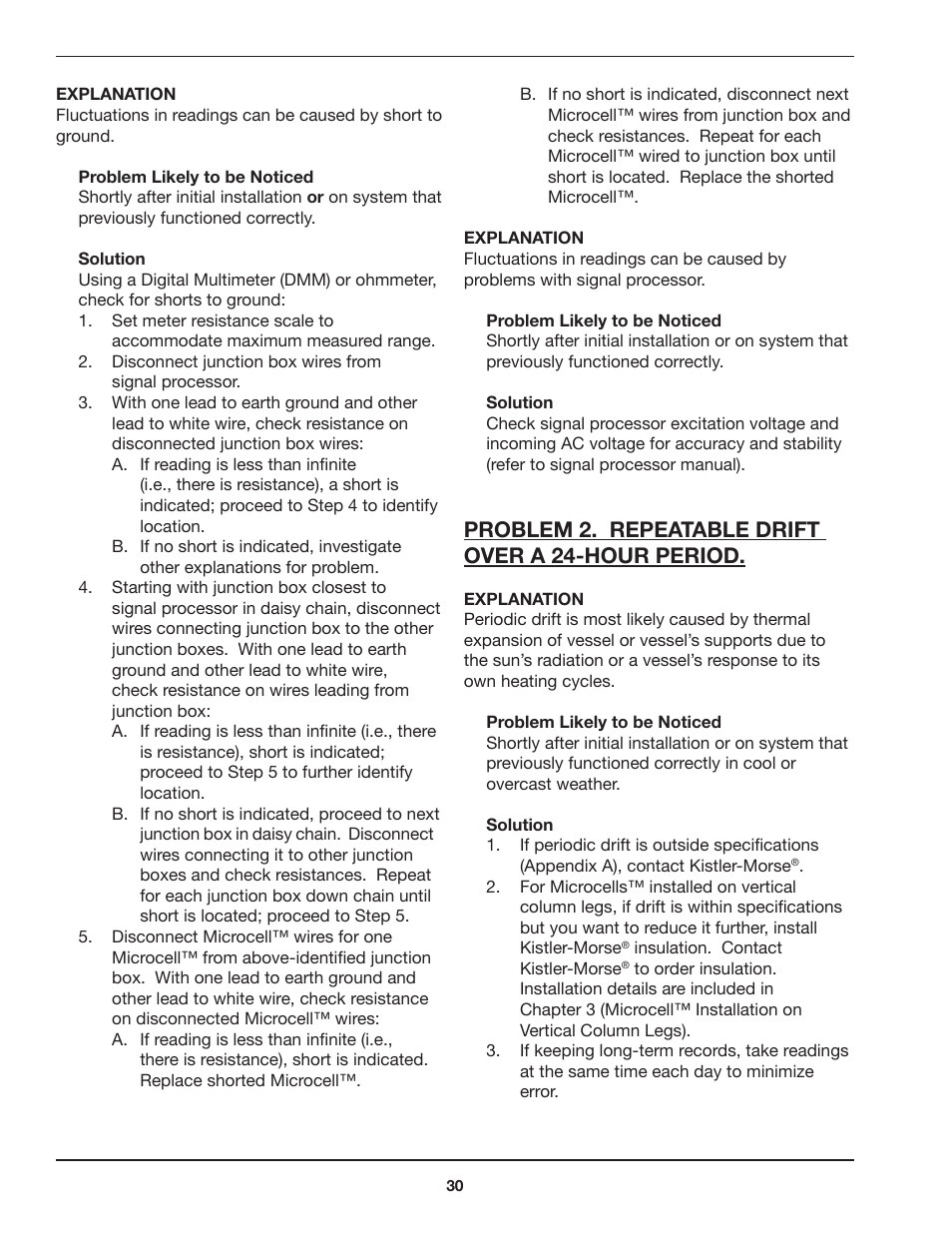 Problem 2. repeatable drift over a 24-hour period | Kistler-Morse KM Microcell Bolt-On User Manual | Page 34 / 44