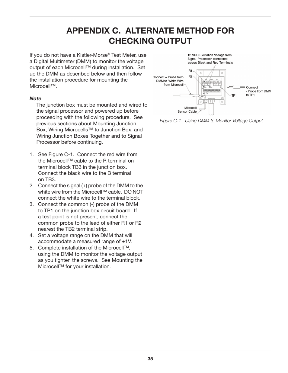 Appendix c. alternate method for checking output | Kistler-Morse KM Microcell Bolt-On User Manual | Page 39 / 44