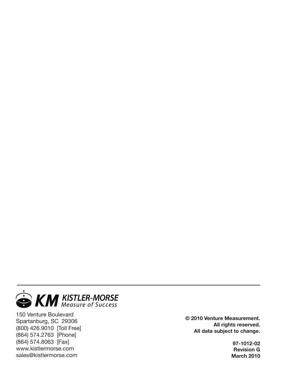 Kistler-Morse KM Microcell Bolt-On User Manual | Page 44 / 44