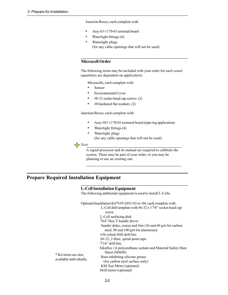 Prepare required installation equipment | Kistler-Morse KM L-Cell Bolt-On User Manual | Page 11 / 98
