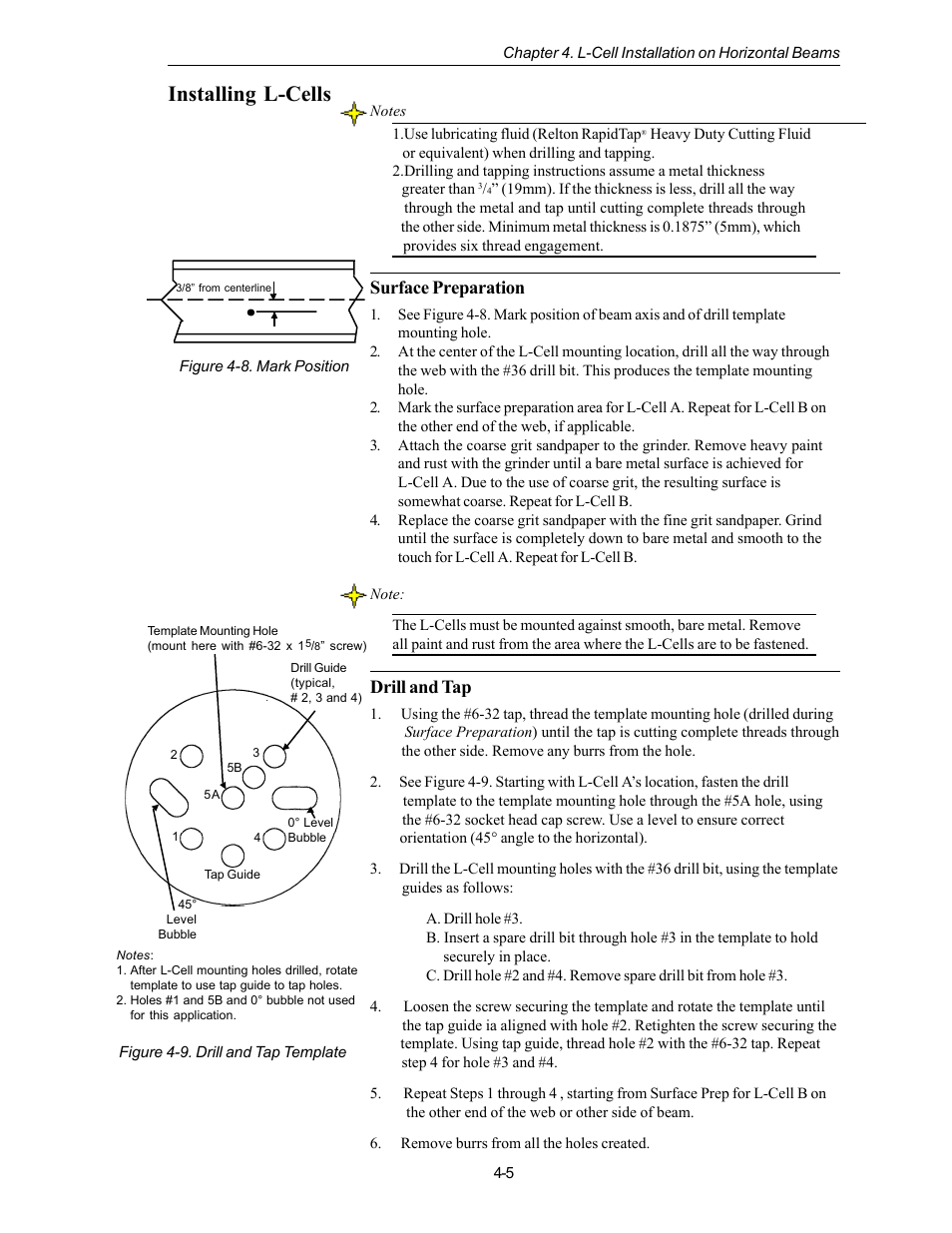 Installing l-cells, Surface preparation, Drill and tap | Kistler-Morse KM L-Cell Bolt-On User Manual | Page 30 / 98