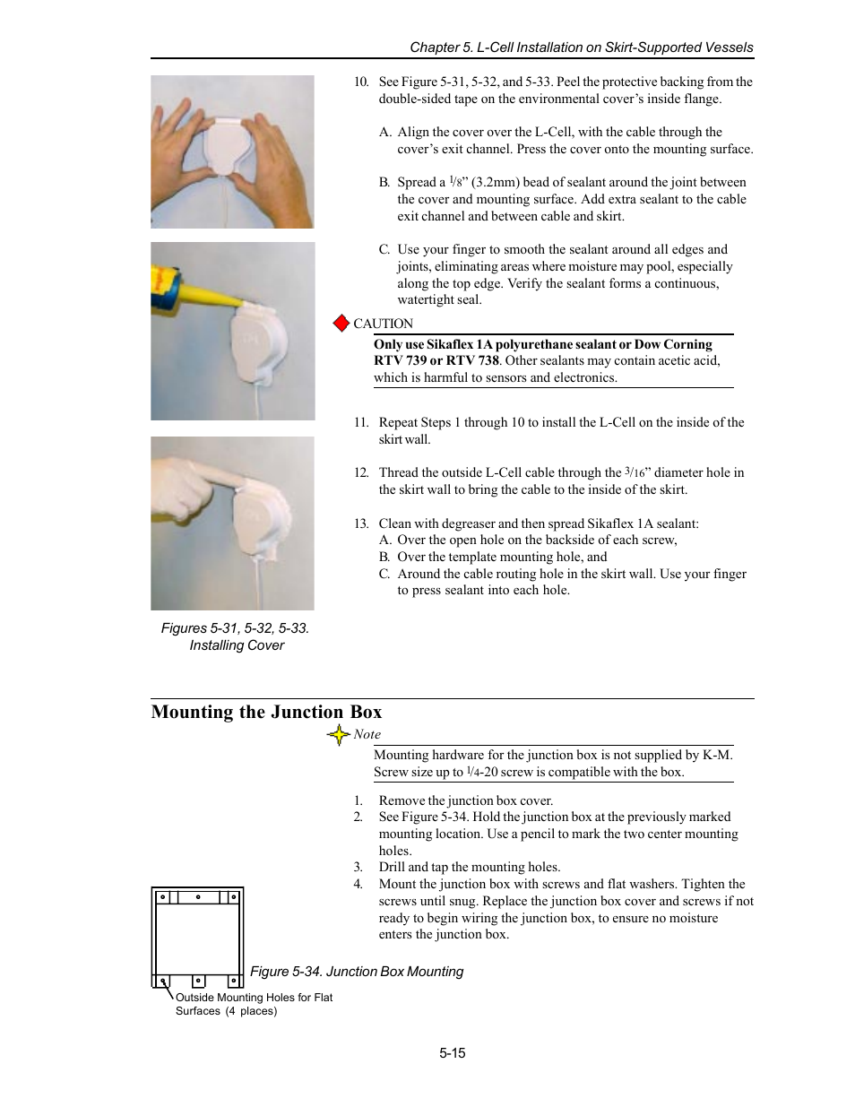 Mounting the junction box | Kistler-Morse KM L-Cell Bolt-On User Manual | Page 52 / 98