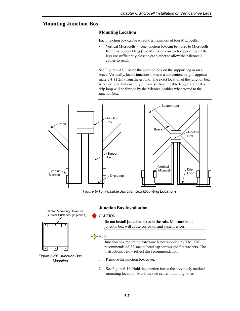 Mounting junction box, Mounting location, Junction box installation | Kistler-Morse KM L-Cell Bolt-On User Manual | Page 64 / 98