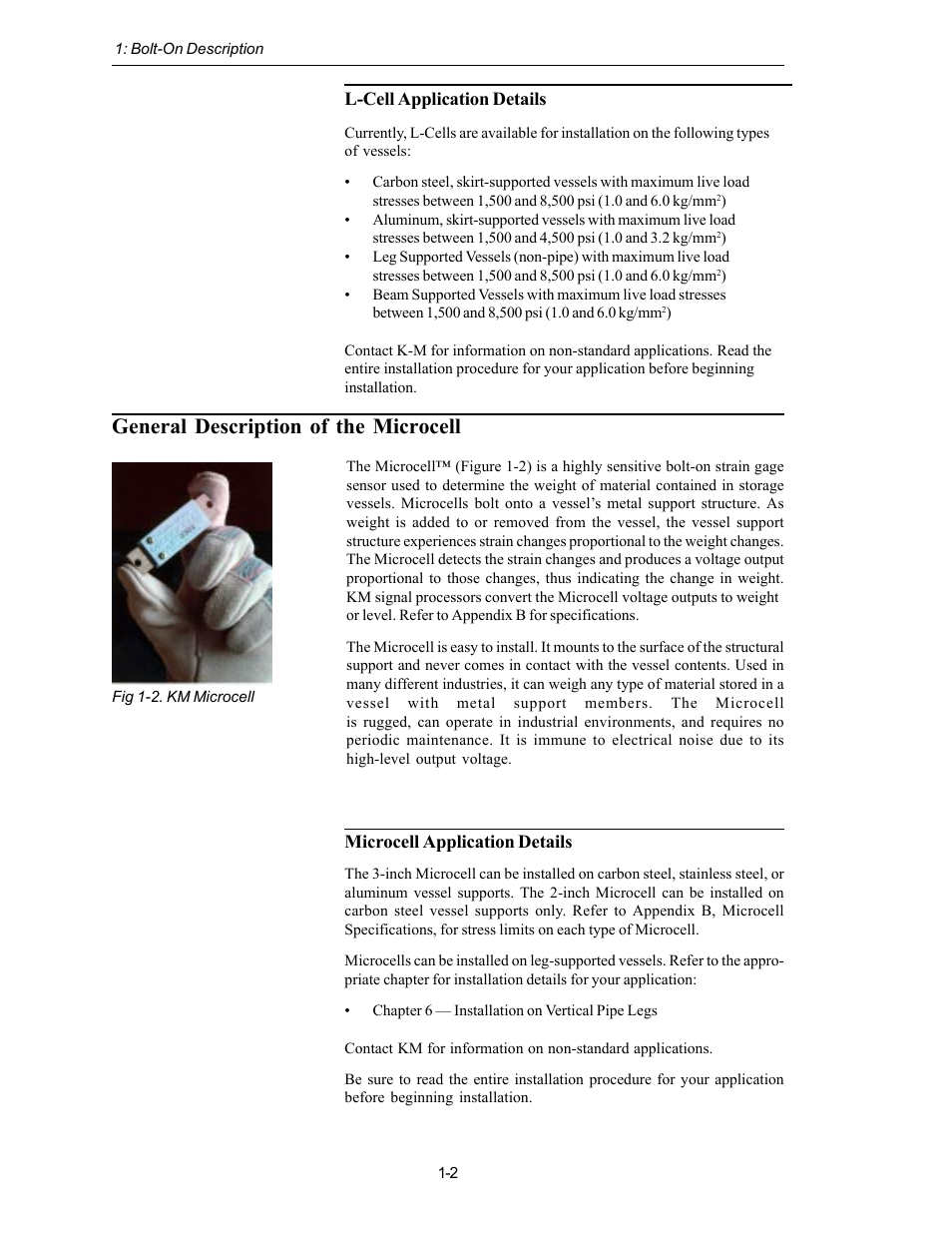 General description of the microcell | Kistler-Morse KM L-Cell Bolt-On User Manual | Page 9 / 98