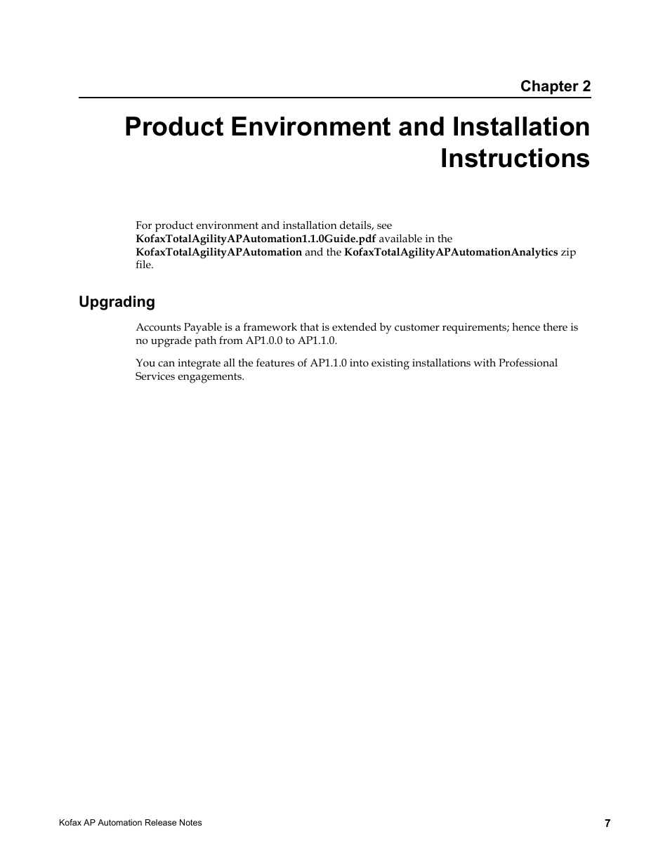 Product environment and installation instructions, Upgrading | Kofax AP Automation User Manual | Page 7 / 18