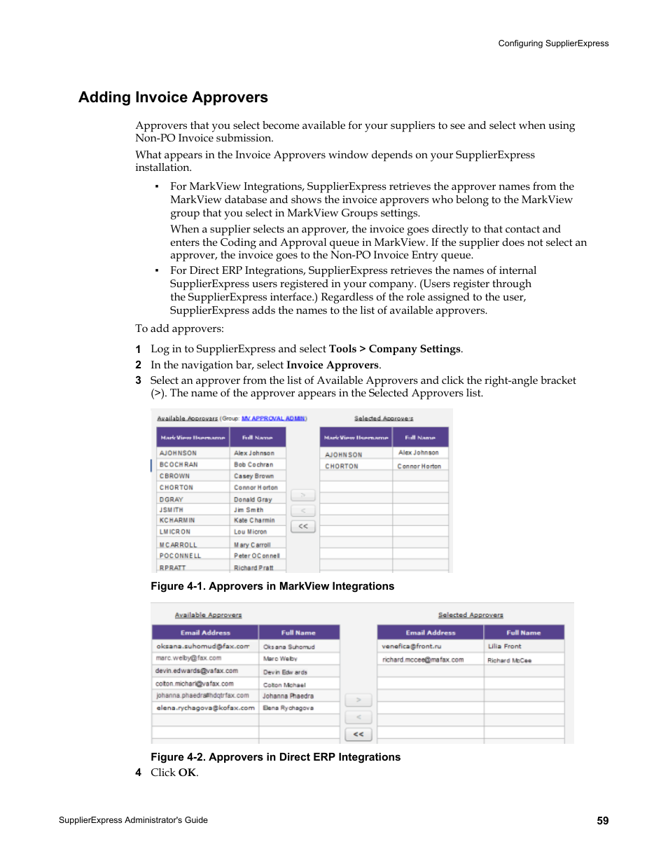 Adding invoice approvers | Kofax SupplierExpress User Manual | Page 59 / 80