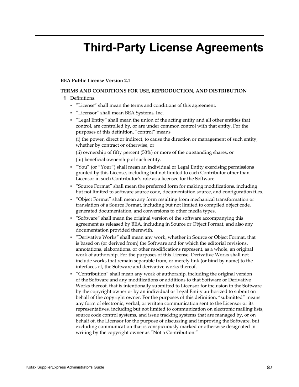 Third-party license agreements | Kofax SupplierExpress User Manual | Page 87 / 94