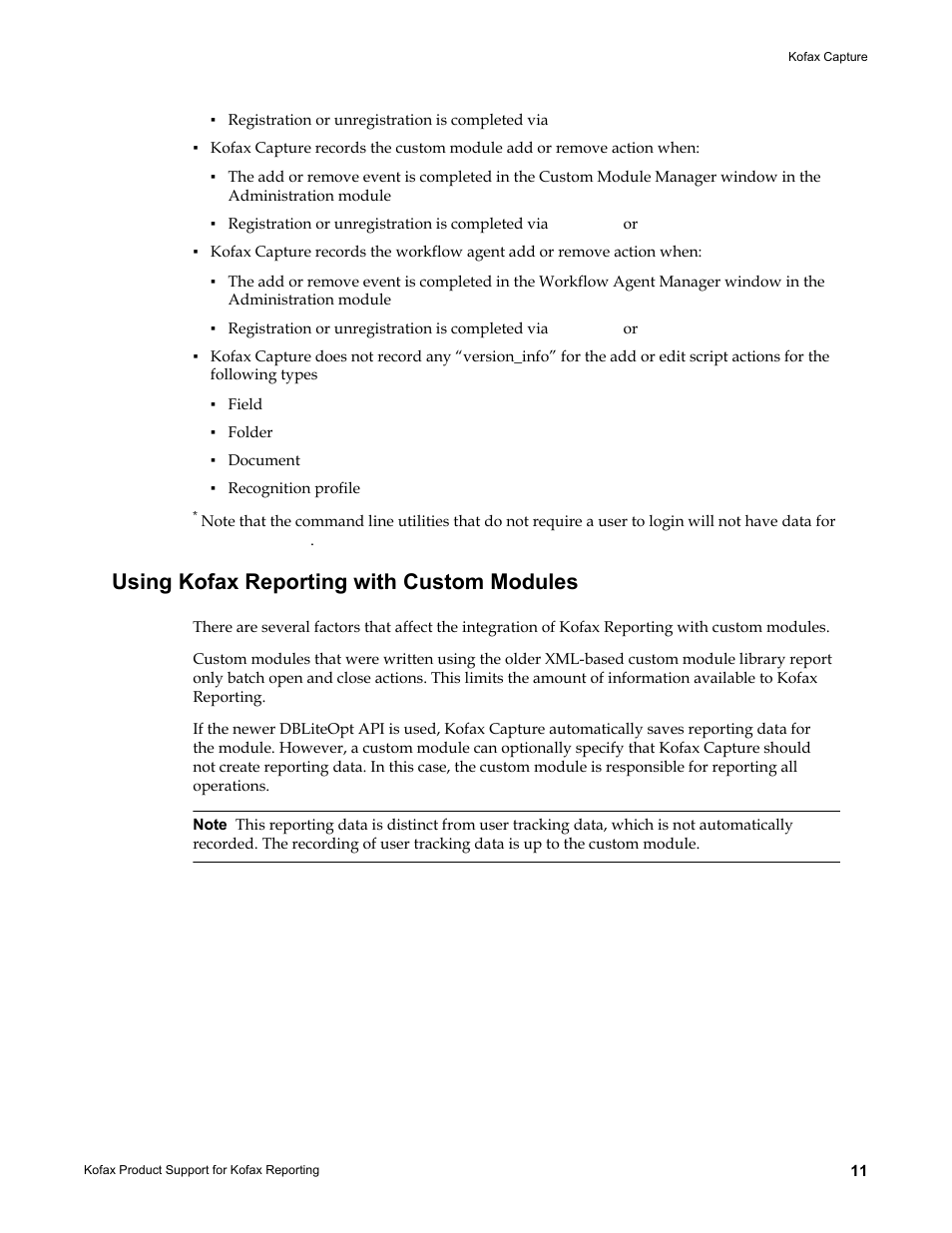 Using kofax reporting with custom modules | Kofax Capture User Manual | Page 11 / 14