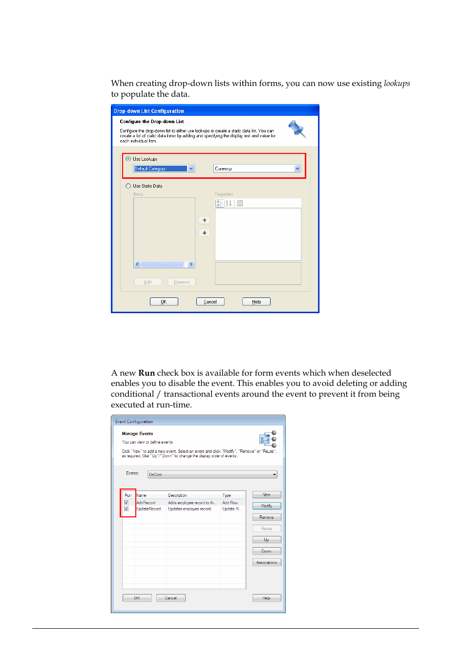 Lookups within drop-down lists, Disable form event | Kofax TotalAgility User Manual | Page 20 / 28