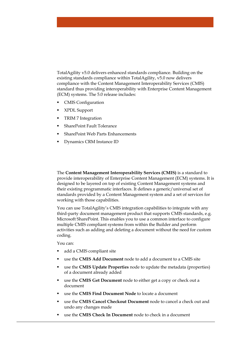 Standards compliance and integration, Cmis configuration, Hapter | Tandards, Ompliance and, Ntegration | Kofax TotalAgility User Manual | Page 9 / 28