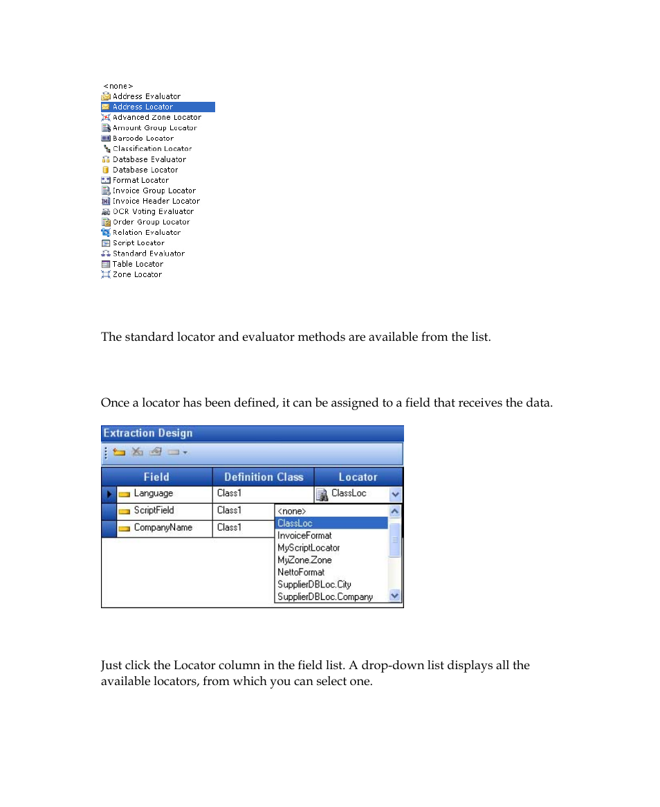 Assign locators to field | Kofax Getting Started with Ascent Xtrata Pro User Manual | Page 143 / 623