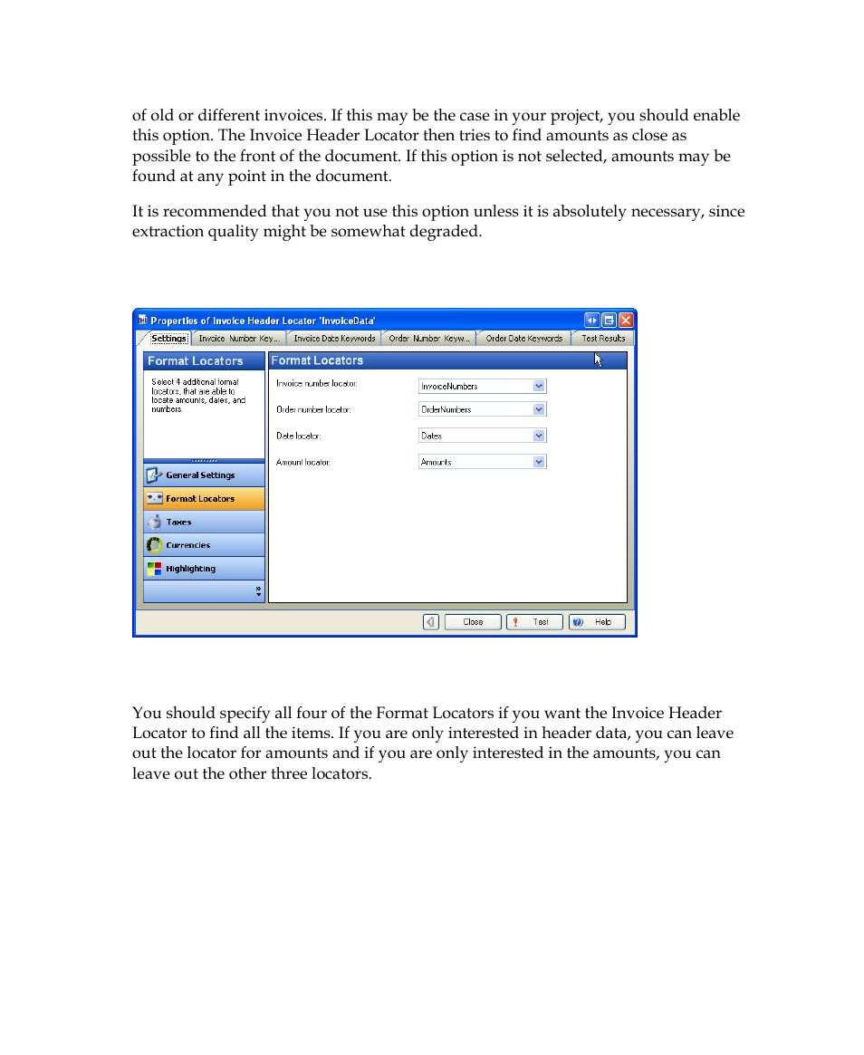 Format locators | Kofax Getting Started with Ascent Xtrata Pro User Manual | Page 197 / 623