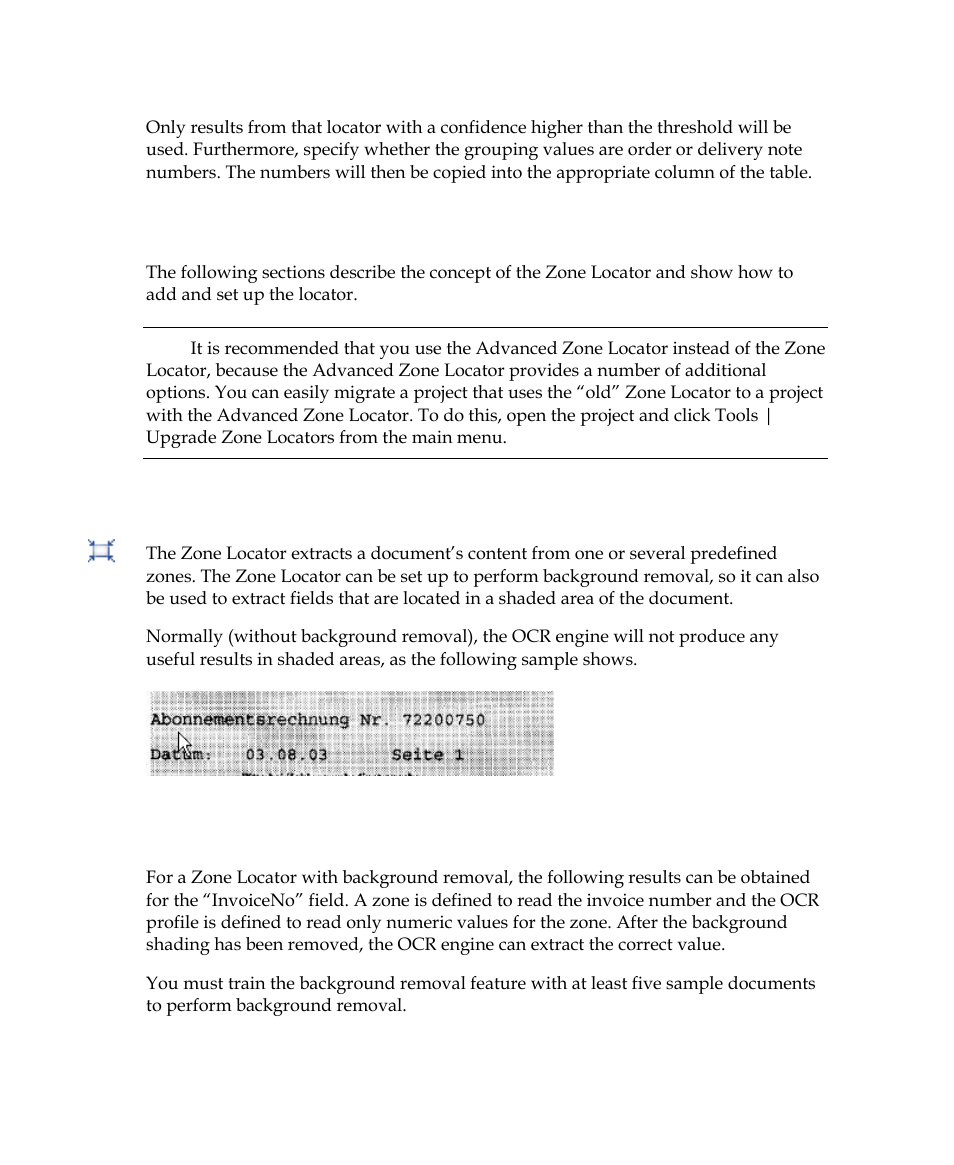 Zone locator, Concept | Kofax Getting Started with Ascent Xtrata Pro User Manual | Page 229 / 623