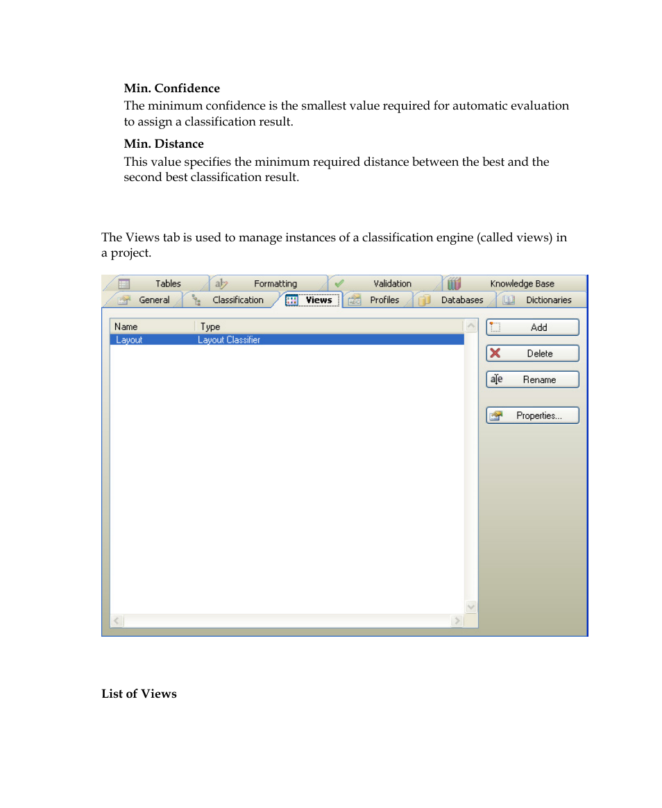 Project settings dialog box – views tab | Kofax Getting Started with Ascent Xtrata Pro User Manual | Page 359 / 623