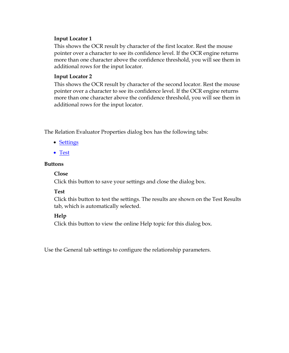 Relation evaluator properties dialog box | Kofax Getting Started with Ascent Xtrata Pro User Manual | Page 495 / 623
