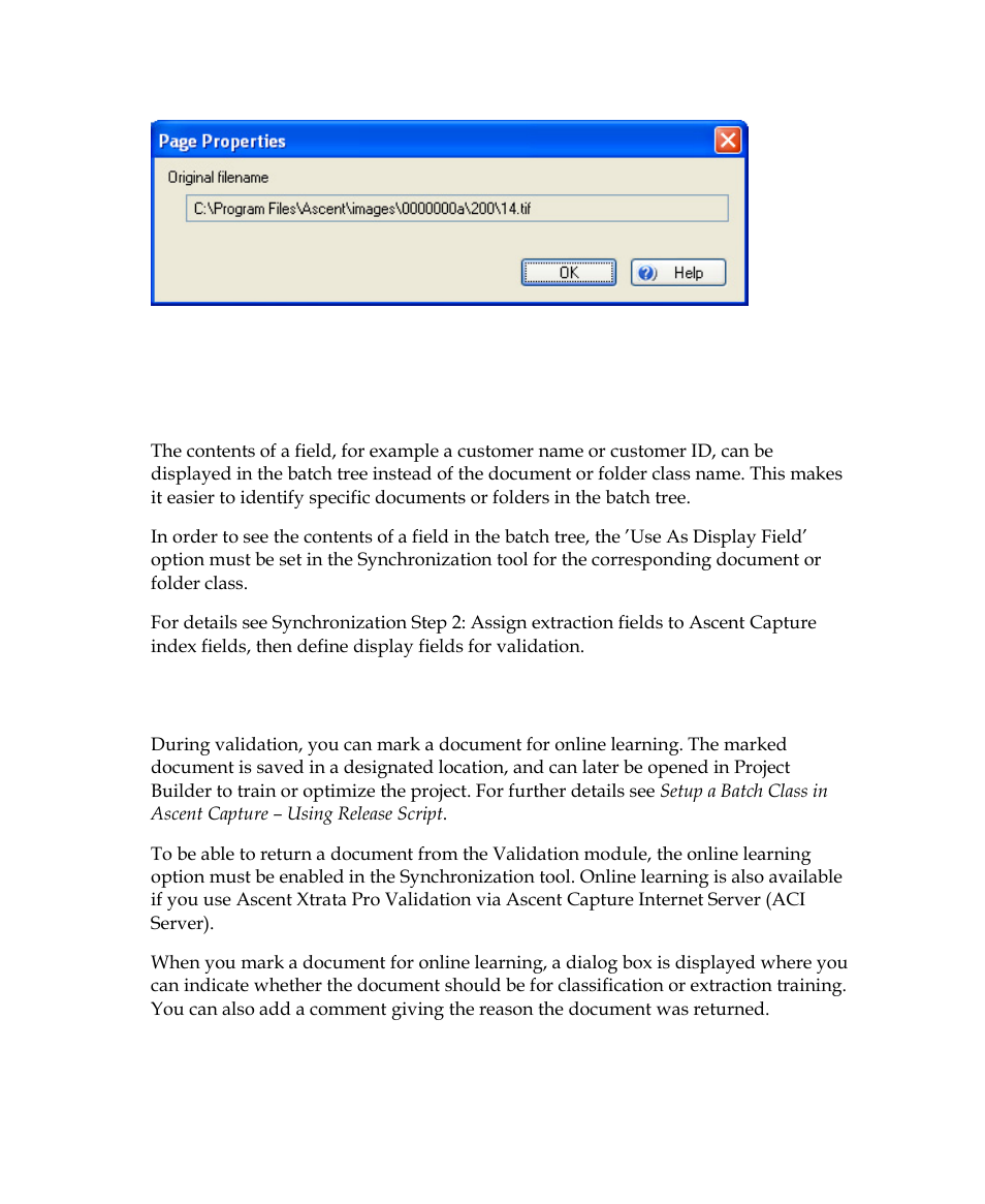 Show field contents in batch tree, Online learning | Kofax Getting Started with Ascent Xtrata Pro User Manual | Page 595 / 623