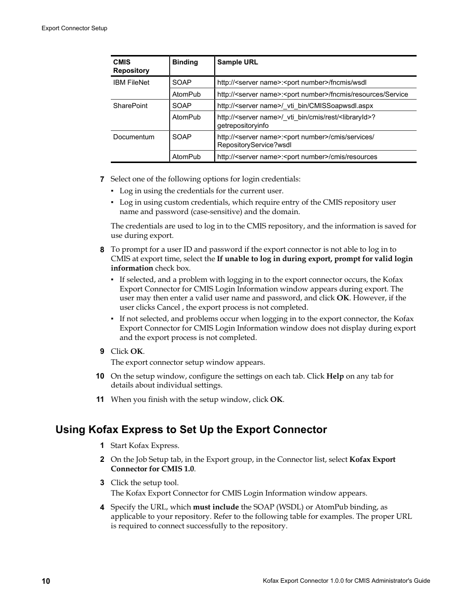 Using kofax express to set up the export connector | Kofax Export Connector 1.0.0 User Manual | Page 10 / 12