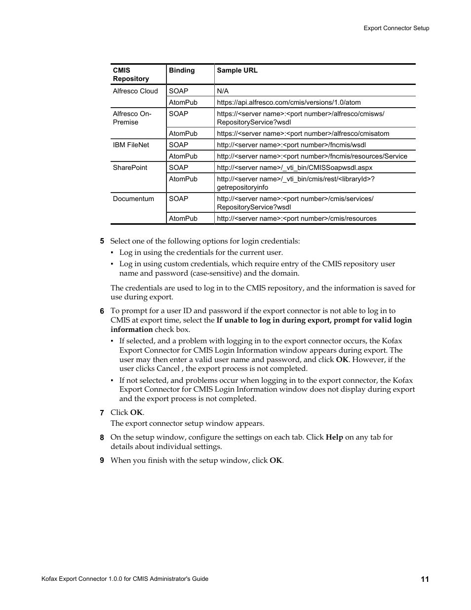 Kofax Export Connector 1.0.0 User Manual | Page 11 / 12