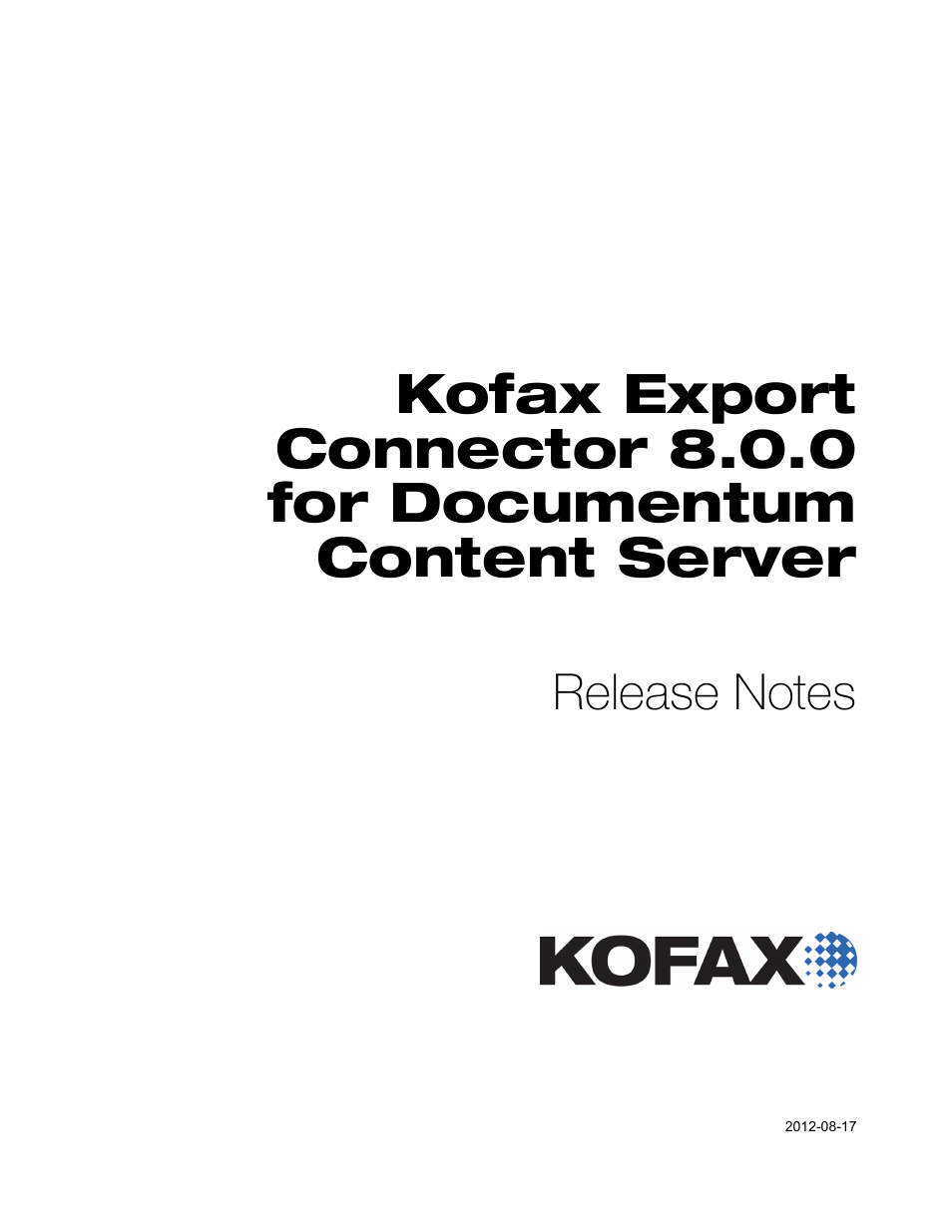 Kofax Export Connector 8.0.0 User Manual | 14 pages