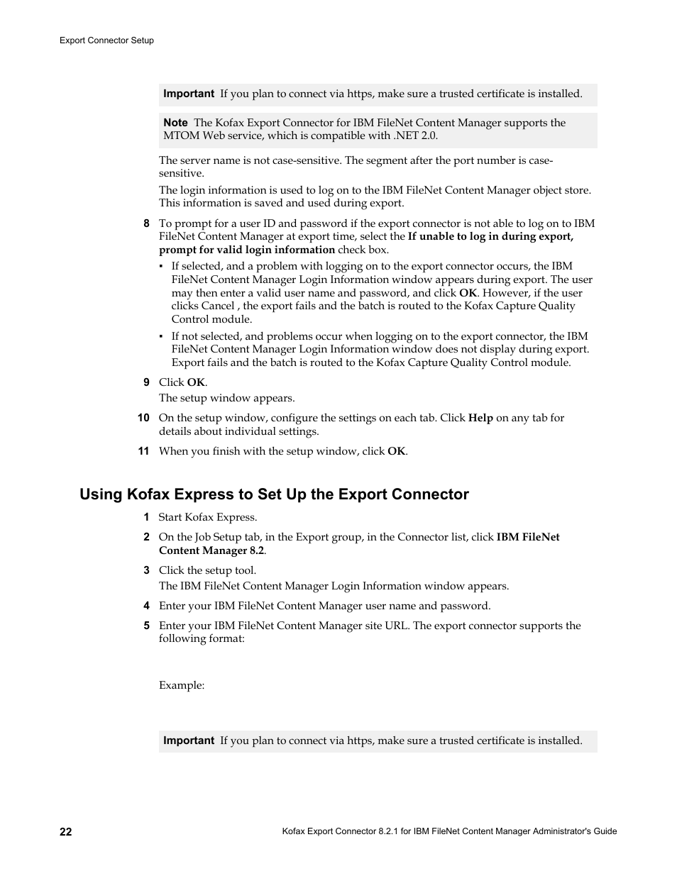 Using kofax express to set up the export connector | Kofax Export Connector 8.2.1 User Manual | Page 22 / 26