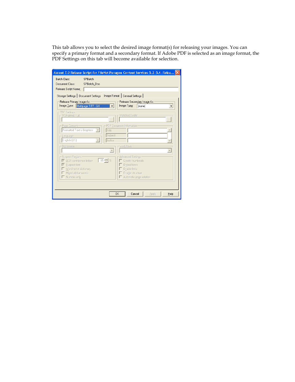 Image format tab | Kofax Capture Export Connector User Manual | Page 22 / 30